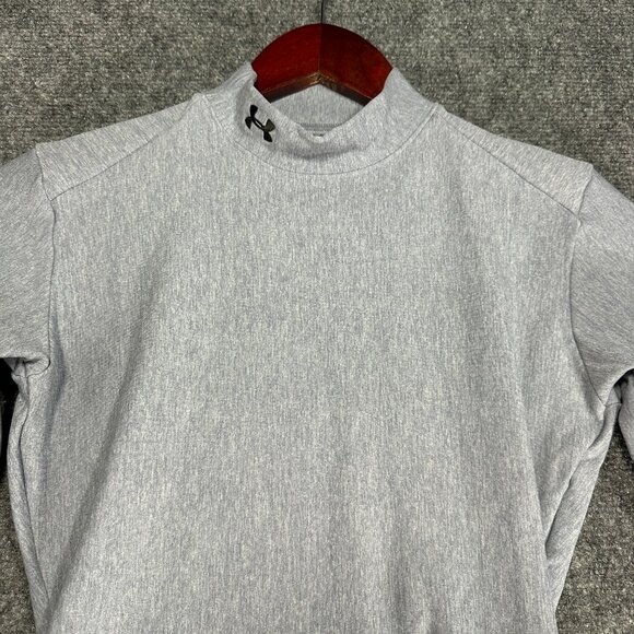 Under Armour Top Womens Medium Fitted Compression Mock Tee Long Sleeve Gray Logo - Picture 4 of 8
